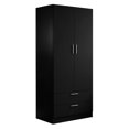 thumbnail image 3 of Madesa 2 Door 2 Drawer Storage Cabinet Wardrobe with Shelf and Hanging Space 31"L Wooden Armoire Closet Organization Unit for Bedroom and Office - Black, 3 of 9