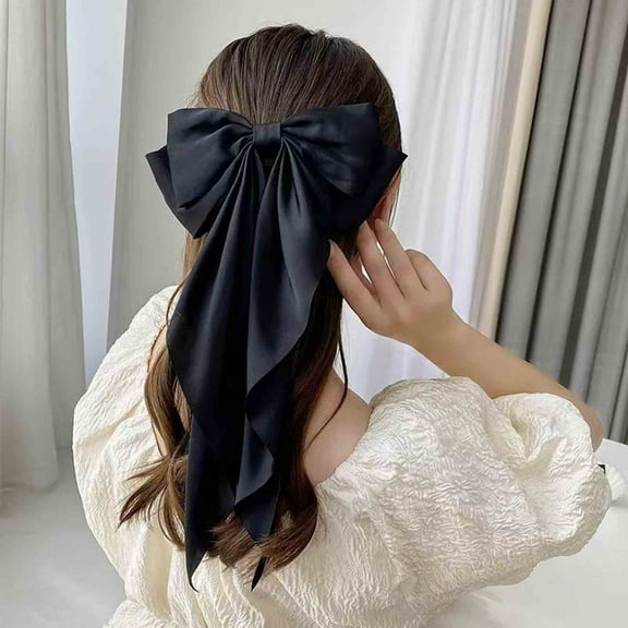 Kokovifyves Beauty Tools Women's Hair Clip Long Tailed Tassel Ribbon Bow Clip Girl Solid Color Accessory Hair Clip Claw Bow