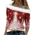 thumbnail image 2 of Qertyioot Femmes Hiver Noël Impression Sweat-Shirt, Manches Longues Casual Col Rond Pull de Mode Tops, 2 of 5