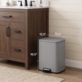 thumbnail image 2 of Innovaze 5.3 Gallon/20 Liter Rectangular Stainless Steel step-on Trash Can for bathroom, bedroom, office, Matte Grey, 2 of 7