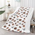 thumbnail image 2 of Football Bow Brown Pattern Soft Sherpa Fleece Throw Blanket, Warm Cozy Plush Blanket for Sofa Bed Couch, All Season, 60"x80", 2 of 5