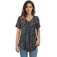 thumbnail image 6 of McVanedy Women's Pleated Flare Top V Neck Button Plus Size Short Sleeve Top M-4XL, 6 of 9