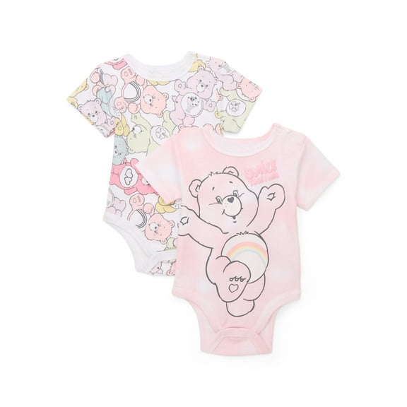 Care Bears Baby Girls Graphic Bodysuits with Short Sleeves, 2-Pack, Sizes 0/3M-24M