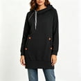 thumbnail image 4 of Busydd Womens Fall Dresses with Front Pocket Fashion Solid Color Hoodie Dress Casual Comfy Drawstring Long Sleeve Dress L, 4 of 6