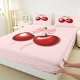 thumbnail image 3 of Feelyou Pink Bowknot Cherry Queen Sheet Sets for Kids, Kawaii Princess Ribbon Flat Sheet, Fairy Tale Style Queen Fitted Sheet, Luxury Bedroom Decor, 4pcs, 3 of 7