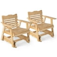 thumbnail image 1 of Patiojoy 2PCS Outdoor Fir Wood Rocking Chair Outdoor Glider Chair with Rotatable Hidden Cup Holder and Curved Seat, 1 of 8