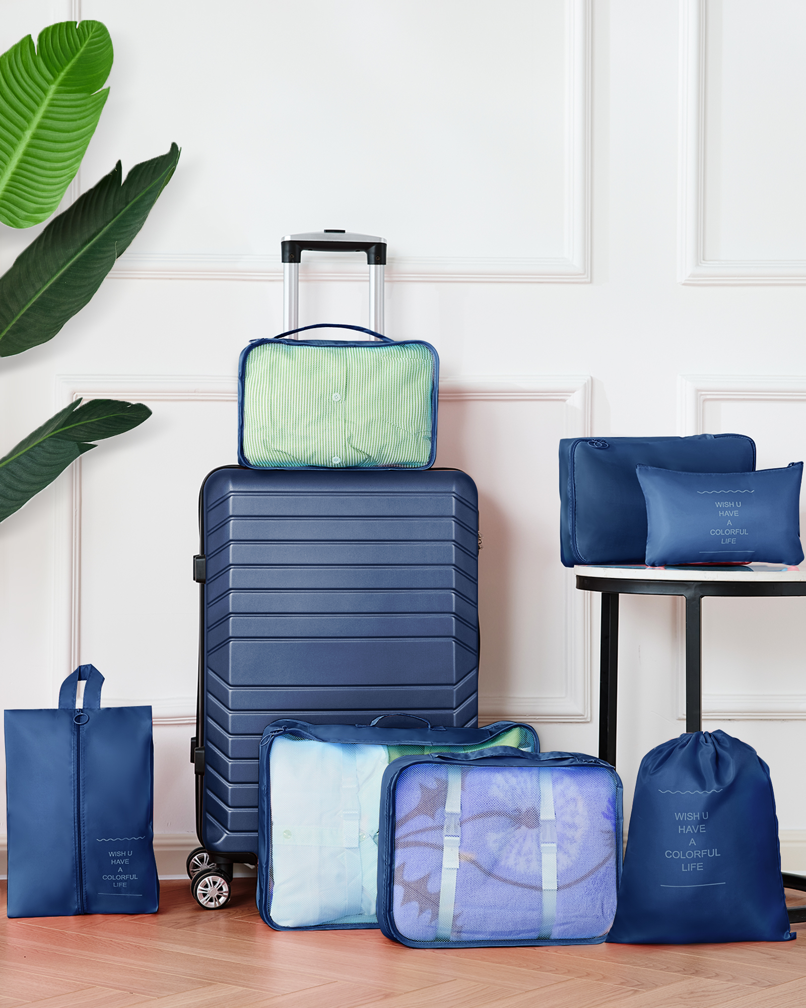 Gowill 3-Piece Luggage Set with 7 Organizer Bags, Navy Blue photo 3
