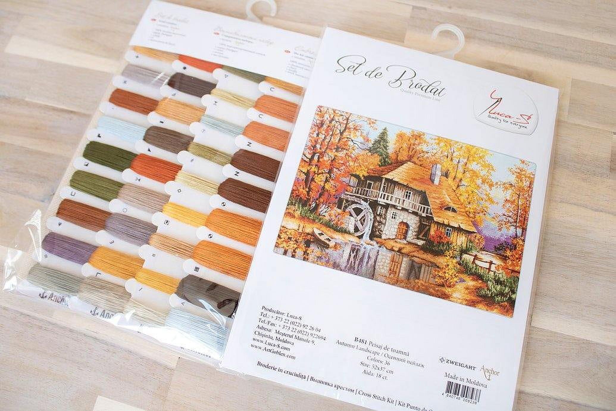 Counted Cross-Stitch Kit Autumn Landscape B481 Needlework Nature House Orange Autumn By Luca-S Canvas Cotton