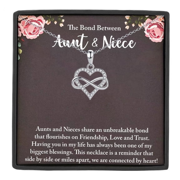 MASALADI Aunt and Niece Necklace, Meaningful Infinity Heart Pendant Jewelry Gift Box