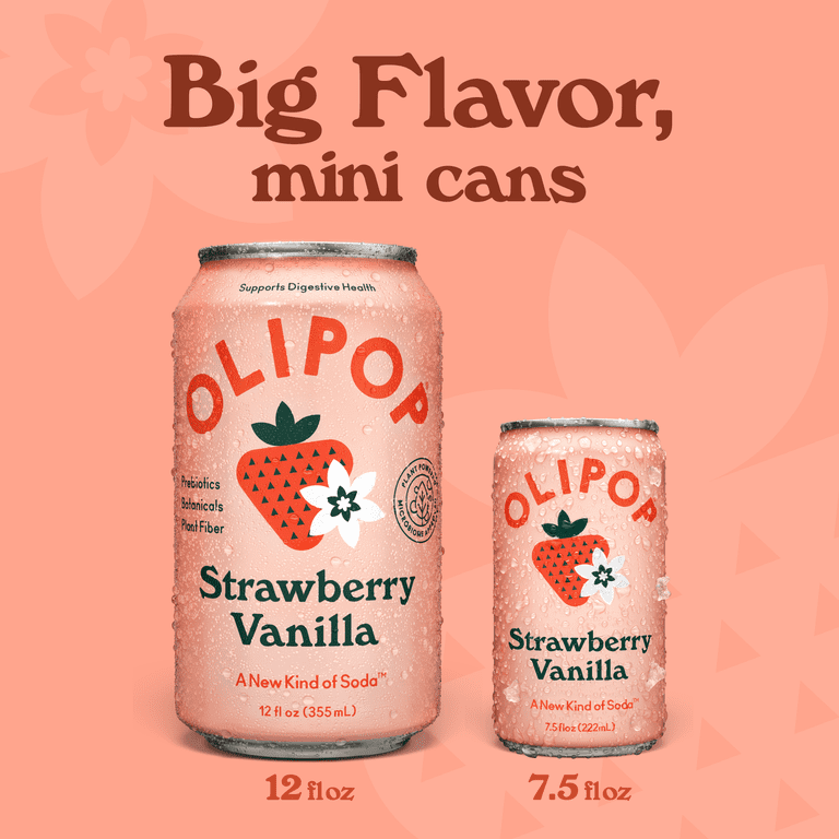 Olipop Minis Prebiotic Soda Pop, Strawberry Vanilla, High Fiber