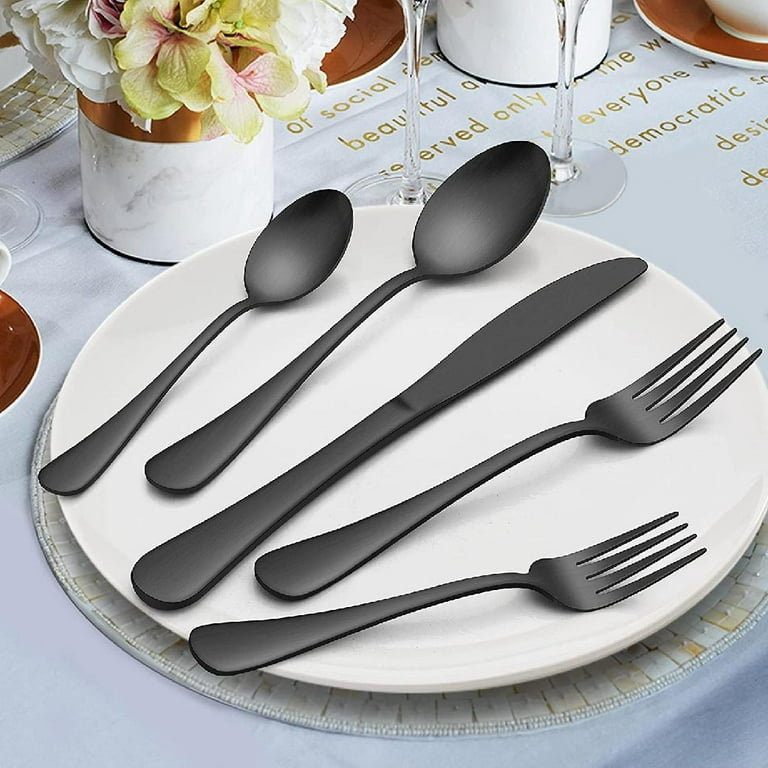 Infinity Collection Black Flatware Set 40 Pieces - Setting for 8 – Posh  Setting