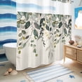 thumbnail image 5 of No Hook Shower Curtain, Green Eucalyptus Shower Curtains for Bathroom with See Through Top Window, Farmhouse Weeping Leaves on Linen Waterproof & Washable Bath Curtain 66"x72", 5 of 9