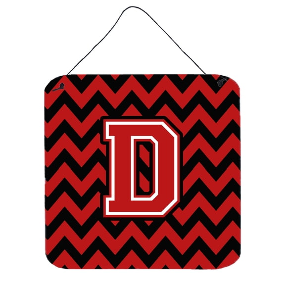 Letter D Chevron Black and Red Wall or Door Hanging Prints