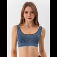 thumbnail image 4 of Chaleco Vaquero Ajustado y Corto para Mujer, Elástico, con Cuello Redondo, Tipo Jersey, Sujetador Deportivo, Camiseta Sin Mangas Azul Medio XXL, 4 of 9