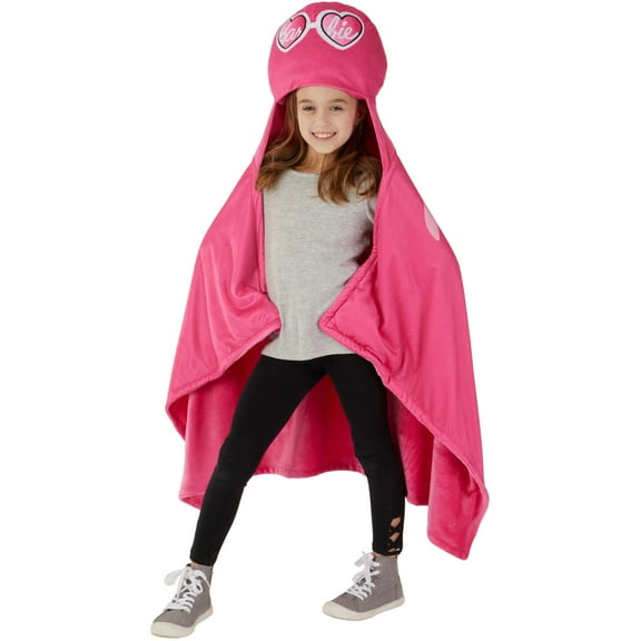Barbie Kids Hooded Throw, Wearable Plush, Pink