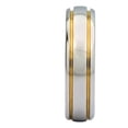 thumbnail image 4 of MJ Metals Jewelry Unisex White Tungsten Carbide Polished 2 Gold Stripes Wedding Band 6mm Ring Size 6.5, 4 of 7