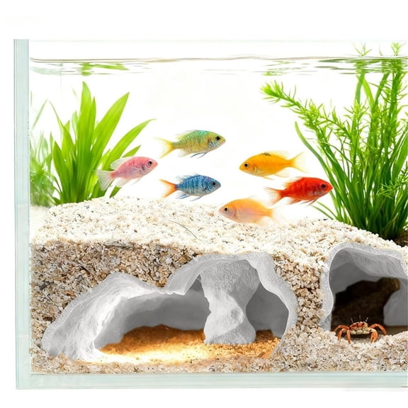 Aquarium Cave Tunnel 3D Printed - Fish Tank Decoration Natural Fish Hideout for Pleco, Shrimp & Corydoras | Sinking Base & Viewing Ports | Substrate-Friendly Decor