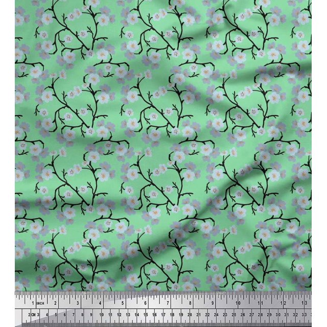 Soimoi Rayon Fabric Blossom Floral Print Fabric by The Yard 42 Inch Wide