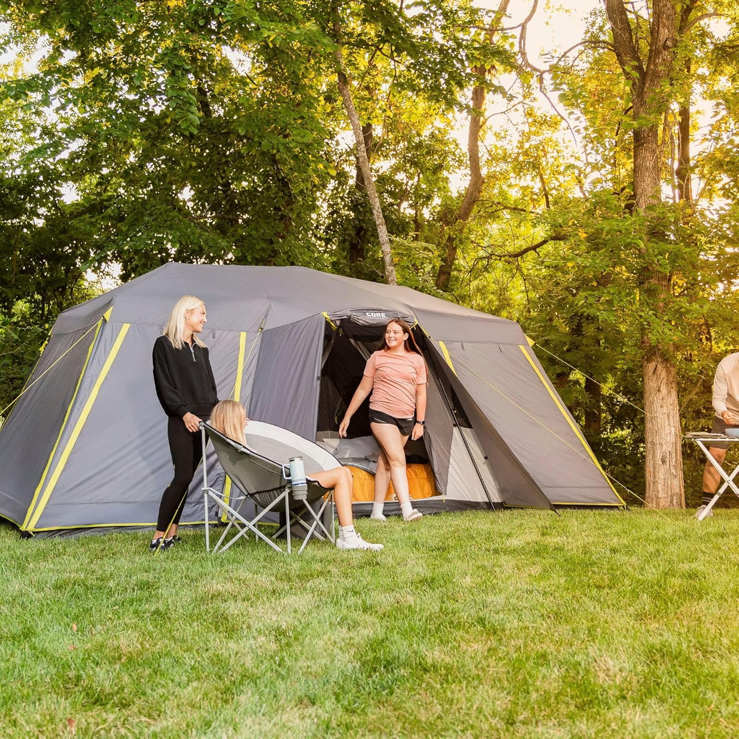 CORE 18' x 10' 12 Person Instant Cabin Camping Tent with Full Rainfly, 55lbs