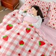 thumbnail image 4 of jejeloiu Kawaii Strawberry 7-Piece Twin Bedding Sets,Red White Geometric Plaid Bedding Comforter Set For Girls Kids Reversible, 4 of 8