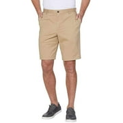 IZOD Mens Saltwater Flat Front Stretch Chino Shorts (Cedarwood Khaki, 34W)