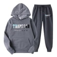 thumbnail image 1 of Chándal deportivo con capucha para mujer, ropa unisex de dos piezas para correr, jersey de manga larga, sudadera con capucha + conjunto de pantalones de chándal Gris oscuro, 1 of 2