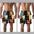 thumbnail image 3 of luoweisi Men's Beach Shorts Quick Dry Swim Trunks with Mesh Lining Cartoon Cat XL, 3 of 5