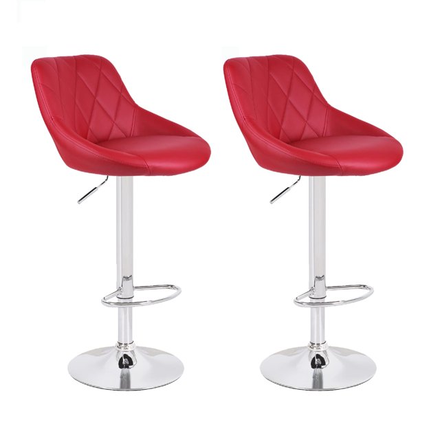 Bronte Living Leatherette Bar Stool 360 Swivel High Backrest Adjustable Height Base with Hard Floor Protection Plastic - Series Janice - Set of 2