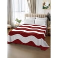 thumbnail image 2 of Red Ripple Twim XL Size Flat Sheet, Wrinkleproof & Fadeproof Cooling Flat Bed Sheet Only, Simple Red White Waves Aesthetics Breathable Soft Bedding Top Sheets 66 x 102 Inches, 2 of 8