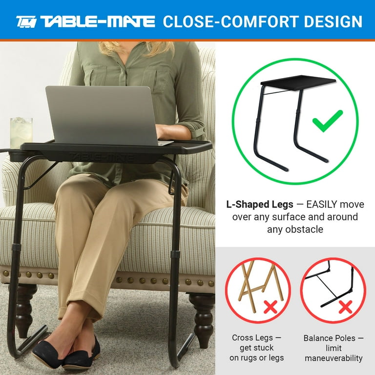 Table Mate XL Classic Oversize Foldable Dining TV Tray for Eating Snacks Slate Grey Walmart