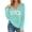 V457 Mint Green, variant on Womens Tops Knit Lightweight Letter Print Long Sleeve V Neck Summer Soft Comfortable Tee Khaki L