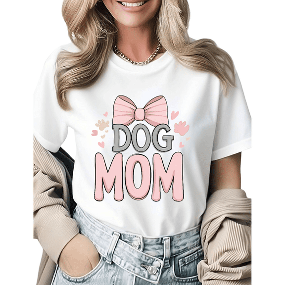 Trendy Mother's Day Gift For Dog Mom Graphic Tees Womans T-shirt Black/White S-5XL Tops