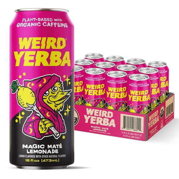 Drink Weird Organic Magic Mate Lemonade, 12pk 16oz Cans - a Better Energy Drink Alternative