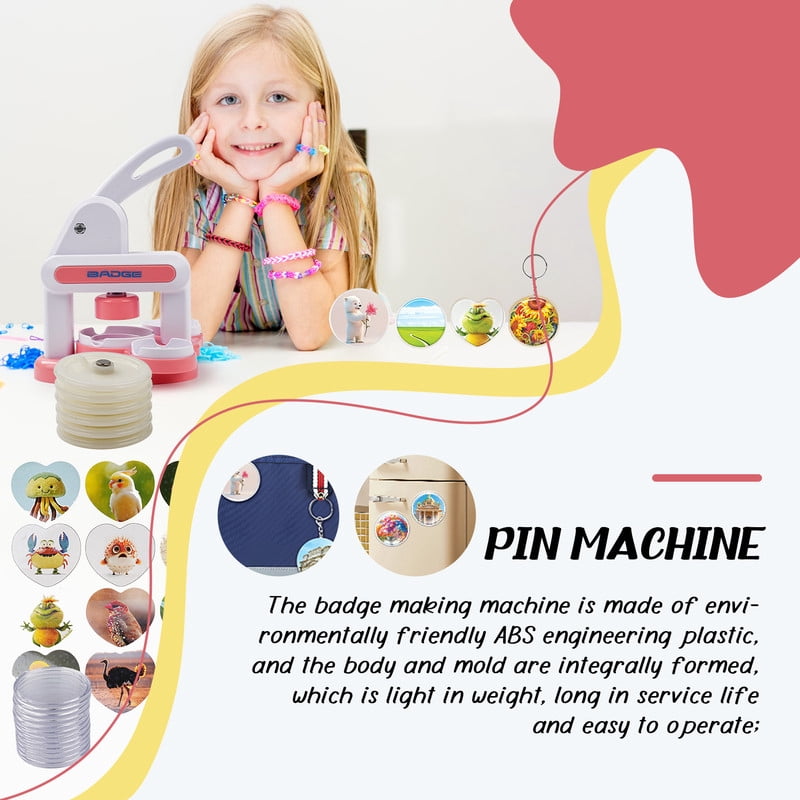 Button Maker Machine Installation-Free DIY Button Pin Maker Machine Badge Press Machine Pink