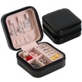 thumbnail image 4 of Caja de joyería de almacenamiento de PU simple de una sola capa Caja de almacenamiento de joyería portátil creativa Earnail Pendiente Anillo Caja de joyería pequeña 10 * 10 * 5 cm (sin incluir joyas), 4 of 4