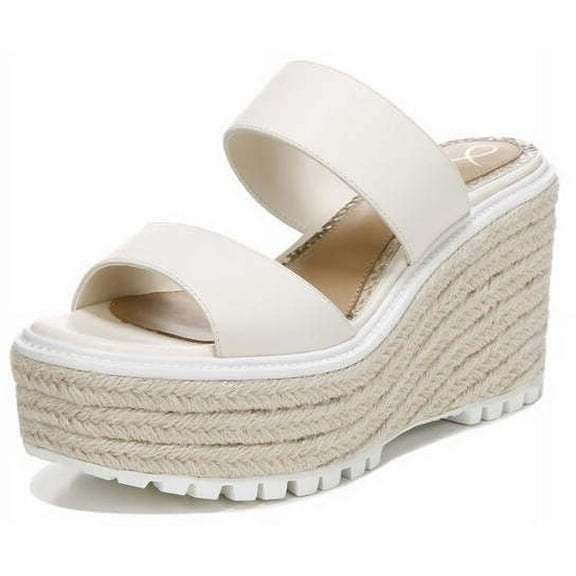 Sam Edelman Luca Modern Ivory Slip On Slide Platform Wedges Espadrilles Sandals (MODERN IVORY, 5)