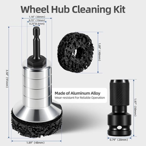 Wheel Hub Cleaning Tool Rust Removal Attachment for Drill Brake Rotor Resurfacing Kit Pro-Grade Automotive Maintenance Tool for Wheel Studs and Hub Surface