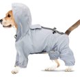 thumbnail image 1 of Chubasquero para perro, chaqueta impermeable ajustable para exteriores, impermeable, con patas, chaqueta para cachorro repelente al agua con rayas reflectantes largas para perros pequeños y medianos, 1 of 5