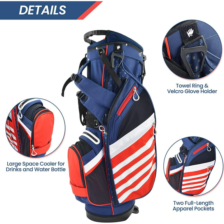 Team Golf MLB 10-Way Top with Integrated Dual Handle & External Putter  Well, Cooler Pocket, Padded Strap, Umbrella Holder & Removable Rain Hood