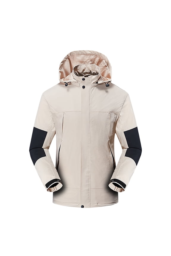 Mens Jackets Long Sleeve Jacket Zipper Hooded Neck Casual Warm Jacket with Pocket Patchwork
