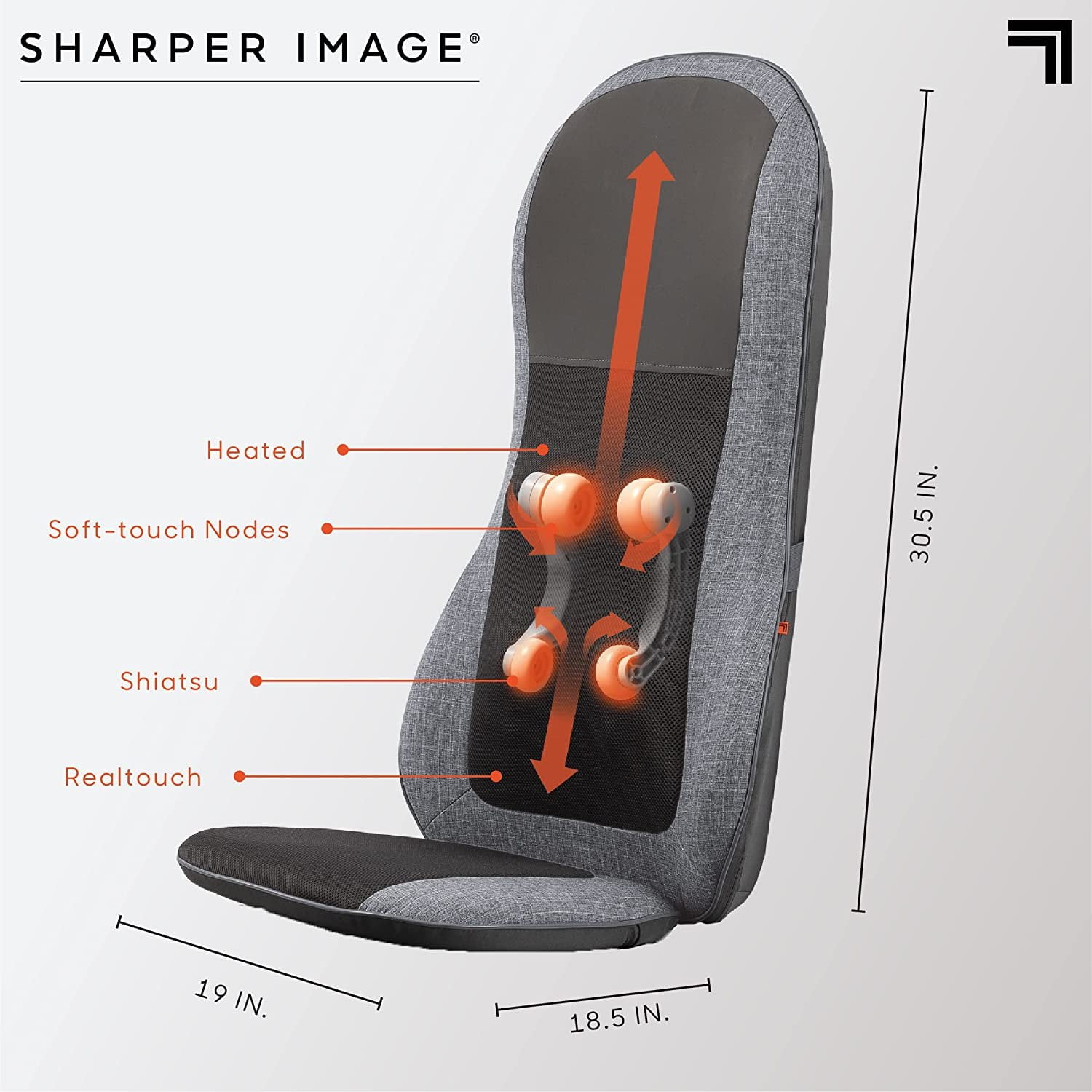 Sharper Image Smartsense Shiatsu Realtouch Chair Pad Soothing