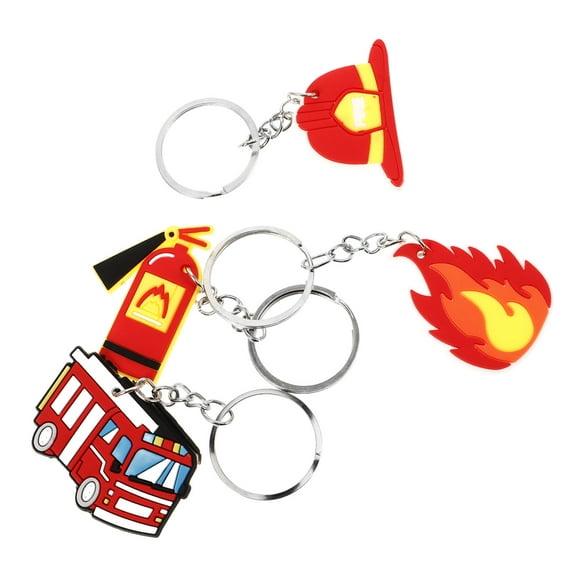 Fire Keychain Truck Keyring Firefighter Party Favors Charm Student 4 Pcs Small Gift Backpack Phone Car