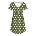 thumbnail image 5 of FRSASU Summer Short Sleeve Dresses for Women Dot Print Slim Fit Adjustable Strap Casual V-Neck Flowy Mini Dresses Army Green-A7, 5 of 6