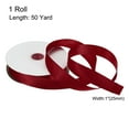 thumbnail image 2 of Uxcell Satin Ribbon Grosgrain Solid Silk Wedding Bouquet Ribbon for Valentine's Day Gift Wrapping Cake Box Bows Burgundy Red-1" x 50 Yard, 2 of 7