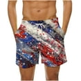 thumbnail image 2 of Vetsdori Mens Big and Tall Swim Trunks Summer Vacation Swimwear Elastic Waist Board Shorts,Drawstring American Flag 4th of July Holiday Shorts for Men Pockets, 2 of 6