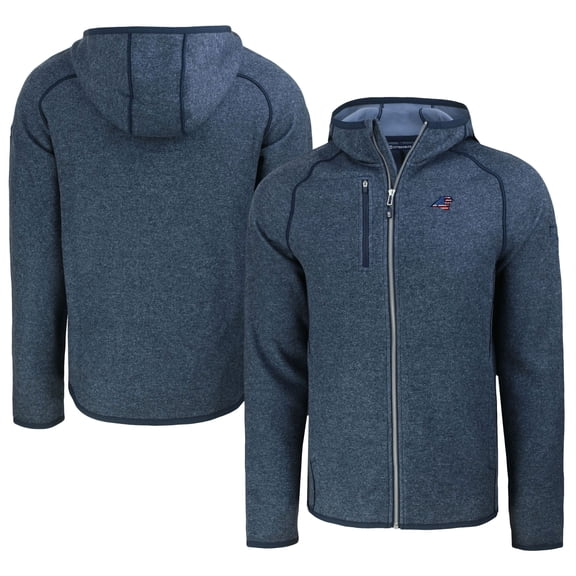 Men's Cutter & Buck Heather Navy Carolina Panthers Americana Mainsail Full-Zip Hooded Jacket