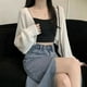 thumbnail image 5 of Rimocy Sunscreen Crop Knit Cardigan Women Korean Style Solid Color Thin Cardigan Coat Woman Simple Long Sleeve Smock Top Ladies, 5 of 5