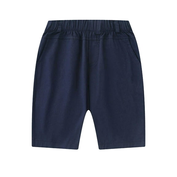 AWZXDE Boys Cotton Cargo Shorts For Boys 7 Inch Inseam Casual Loose Fit Summer Shorts Comfortable Fashionable Blue,6-7 Years