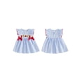 thumbnail image 2 of BemeyourBBs Toddler Baby Girls Back to School Dress Baby Girl Kindergarten Outfit Kids Summer Smocked Dress Fly Sleeve Crew Neck Apple Pencil Embroidery Gingham Plaid Dress, 2 of 9