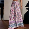 thumbnail image 5 of Wide Leg Palazzo Pants for Women Casual Drawstring Flowy Beach Trousers with Pockets Vacation, 5 of 6
